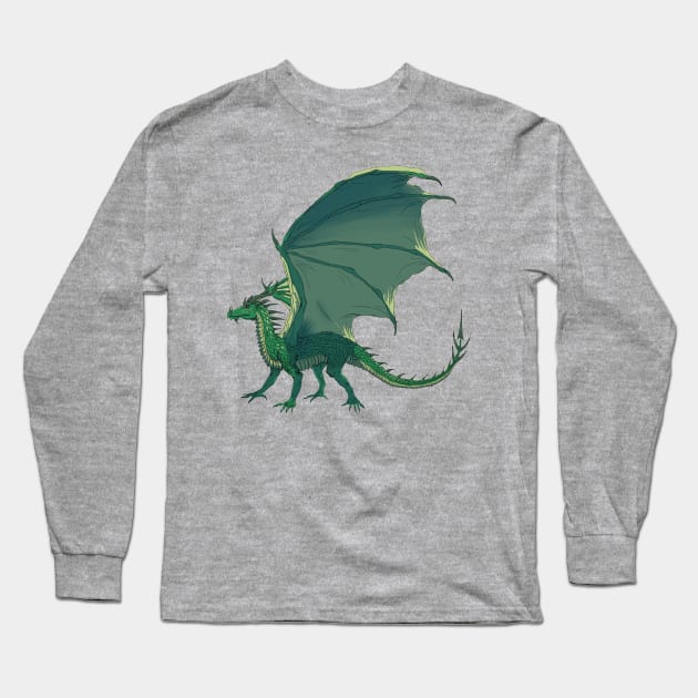 Green Dragon Long Sleeve T-Shirt by MeOfF